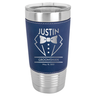 Custom Engraved 20oz Leatherette Tumblers Ideal Gifts for Groomsmen & Best Man